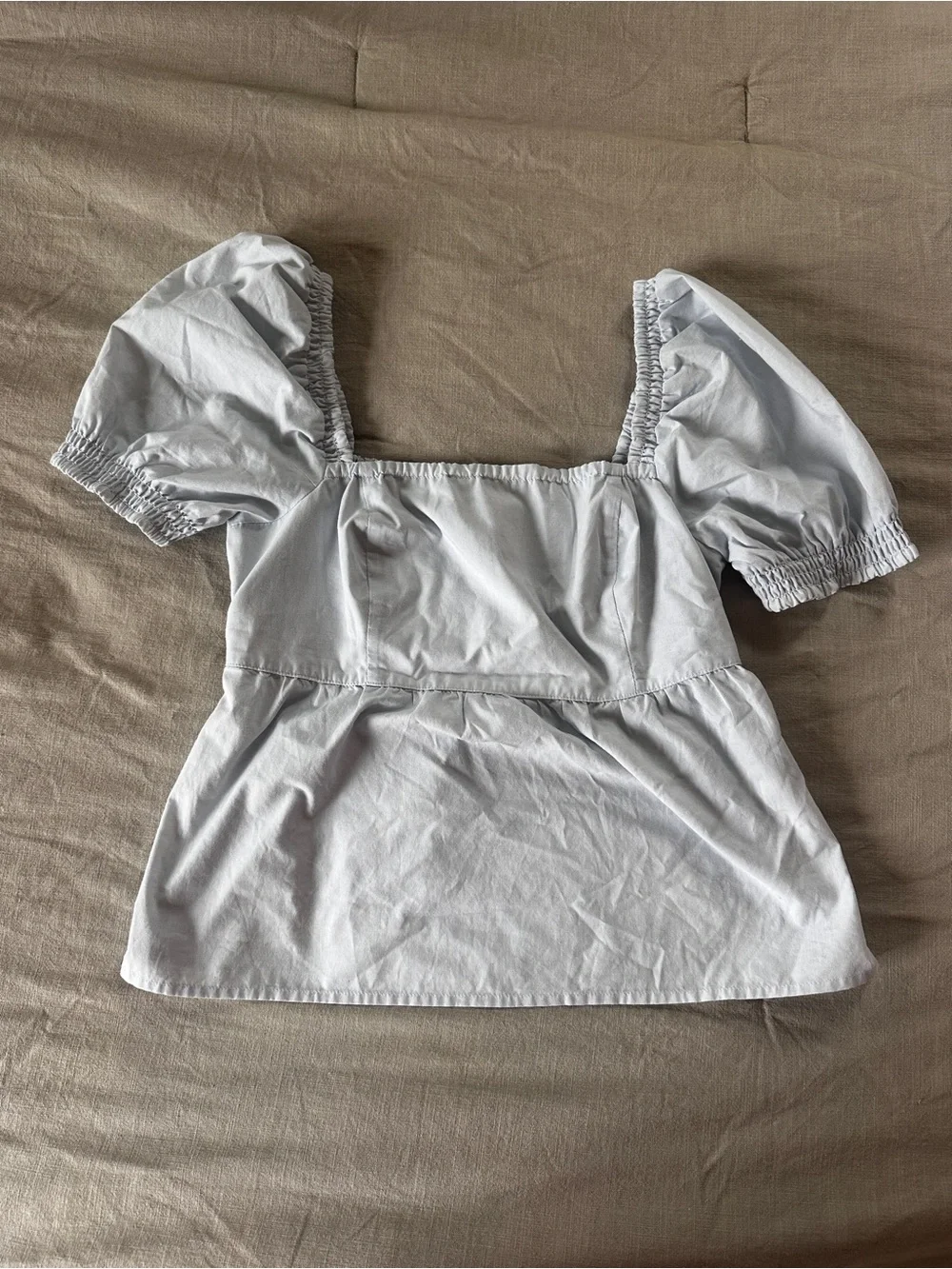Abercrombie Babydoll Top Puff Sleeve Light Baby Blue